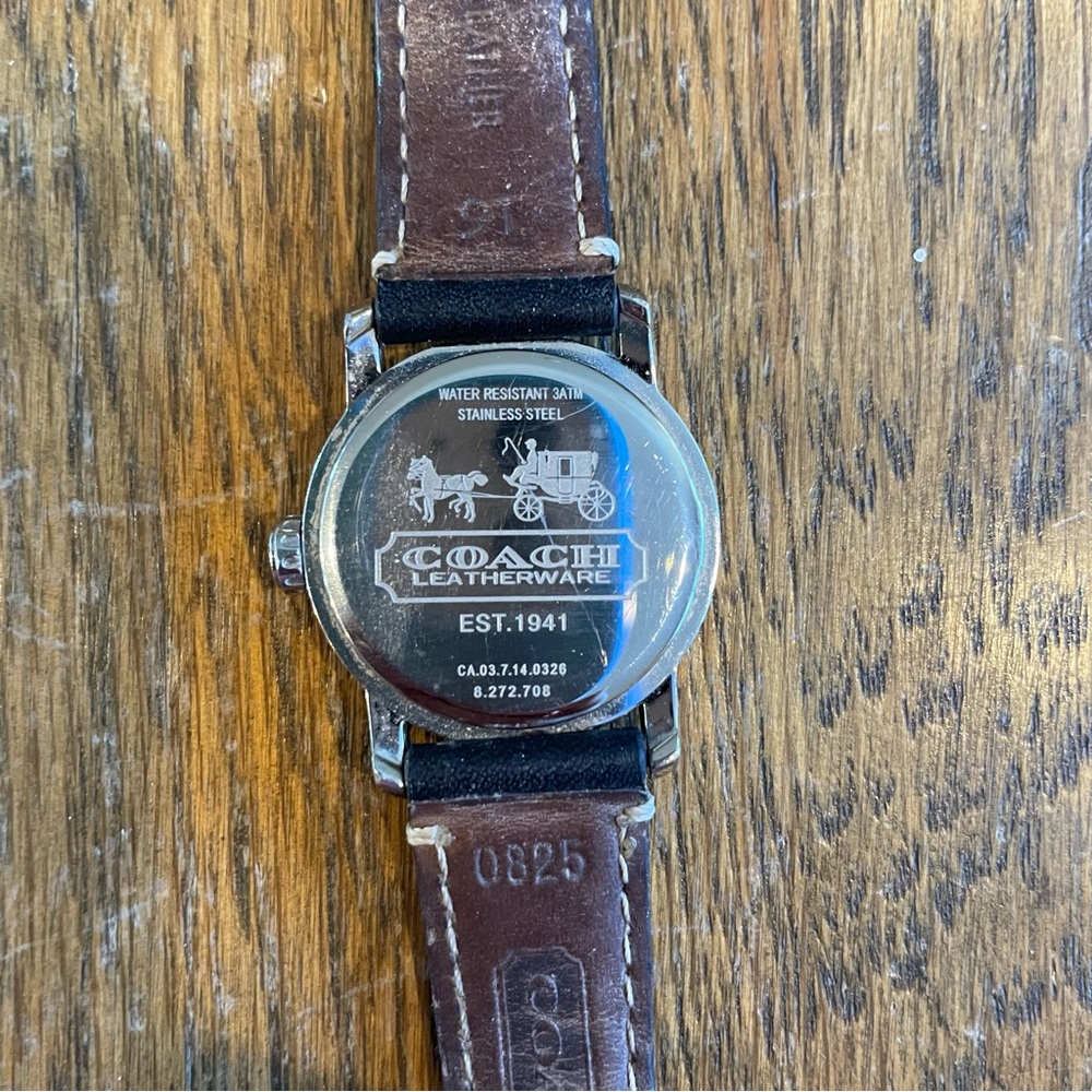 Vintage Coach Bleeker Ladies Watch Silver Stainless Leatherware Band Brown - Picture 6 of 11